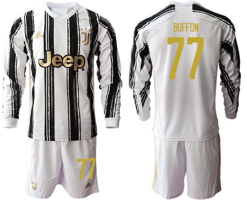Men 2020-2021 club Juventus home long sleeves #77 white Soccer Jerseys->juventus jersey->Soccer Club Jersey
